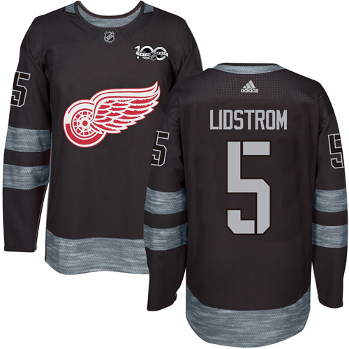 Adidas Red Wings #5 Nicklas Lidstrom Black 1917-100th Anniversary Stitched NHL Jersey